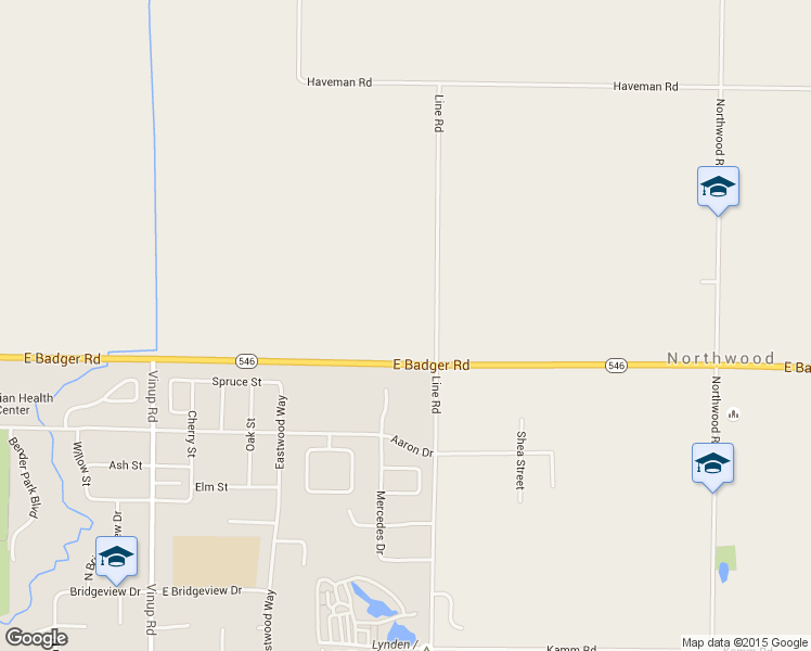 map of restaurants, bars, coffee shops, grocery stores, and more near 1270 East Badger Road in Lynden