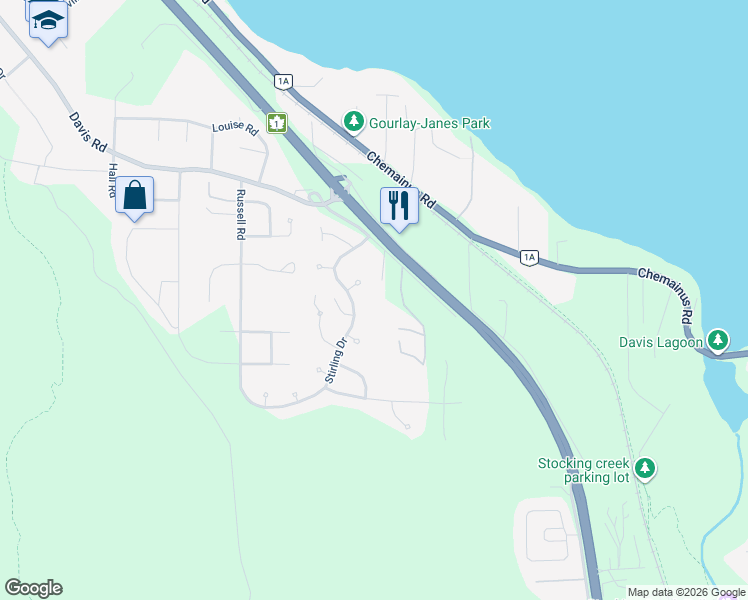 map of restaurants, bars, coffee shops, grocery stores, and more near 614 Stevens Place in Ladysmith