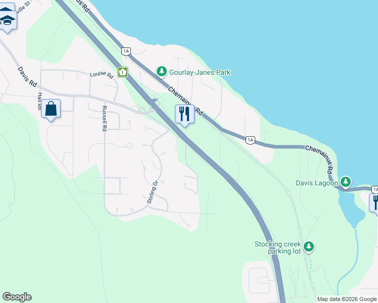 map of restaurants, bars, coffee shops, grocery stores, and more near 626 Farrell Road in Ladysmith