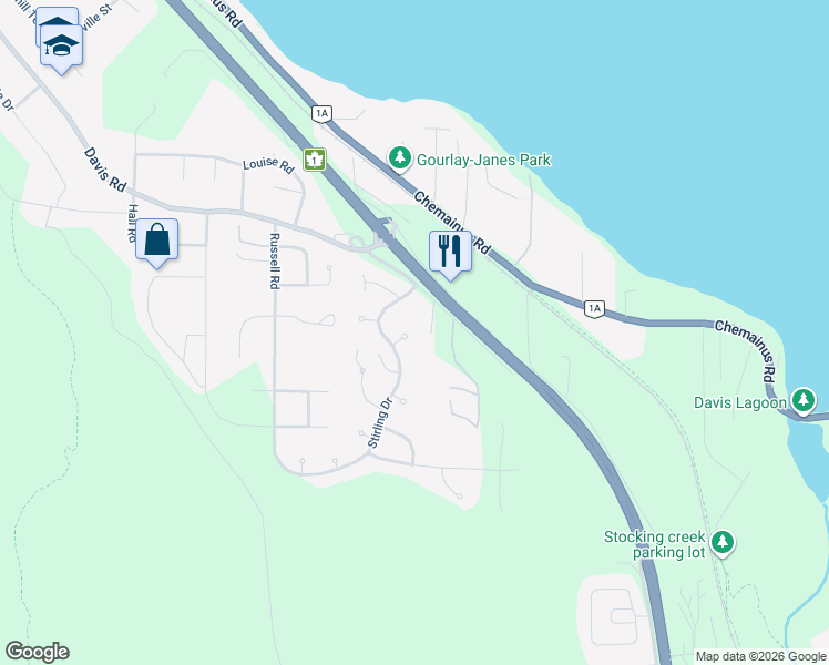 map of restaurants, bars, coffee shops, grocery stores, and more near 614 Stevens Place in Ladysmith