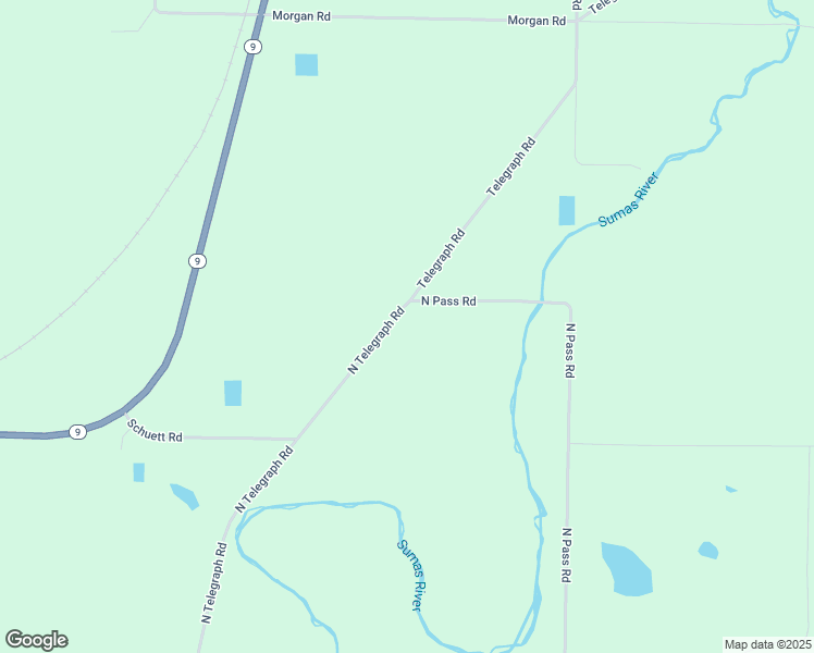 map of restaurants, bars, coffee shops, grocery stores, and more near 8992 Telegraph Road in Sumas