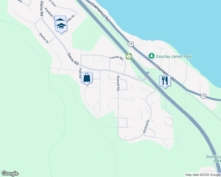 map of restaurants, bars, coffee shops, grocery stores, and more near 522 Ballou Place in Ladysmith