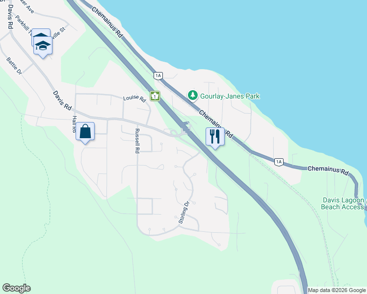 map of restaurants, bars, coffee shops, grocery stores, and more near 517 Douglas Place in Ladysmith