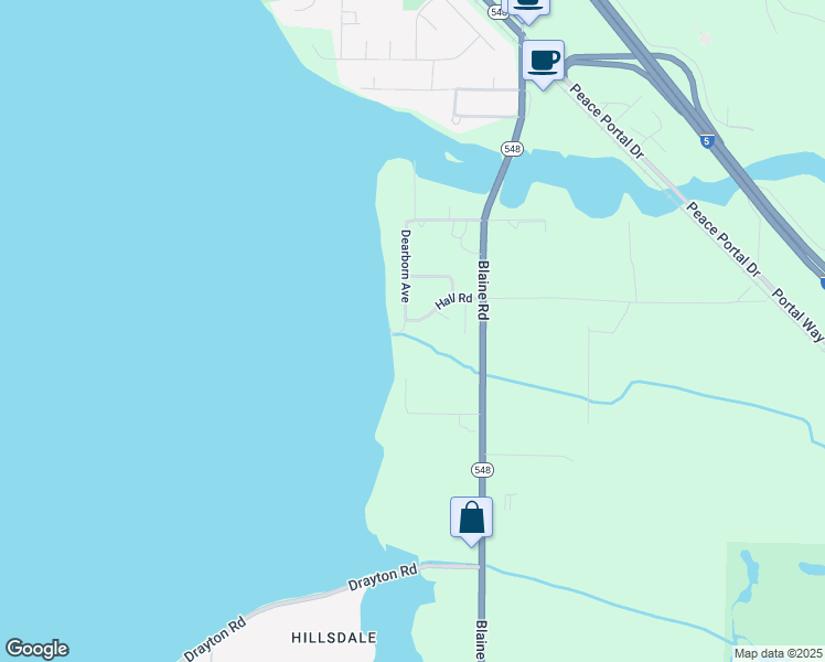 map of restaurants, bars, coffee shops, grocery stores, and more near 8959 Dearborn Avenue in Blaine