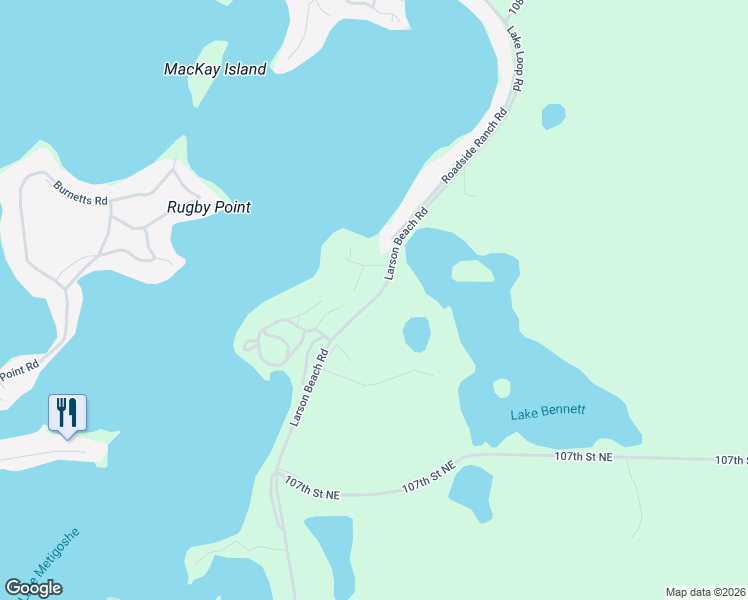 map of restaurants, bars, coffee shops, grocery stores, and more near Lake Loop Road East in Bottineau