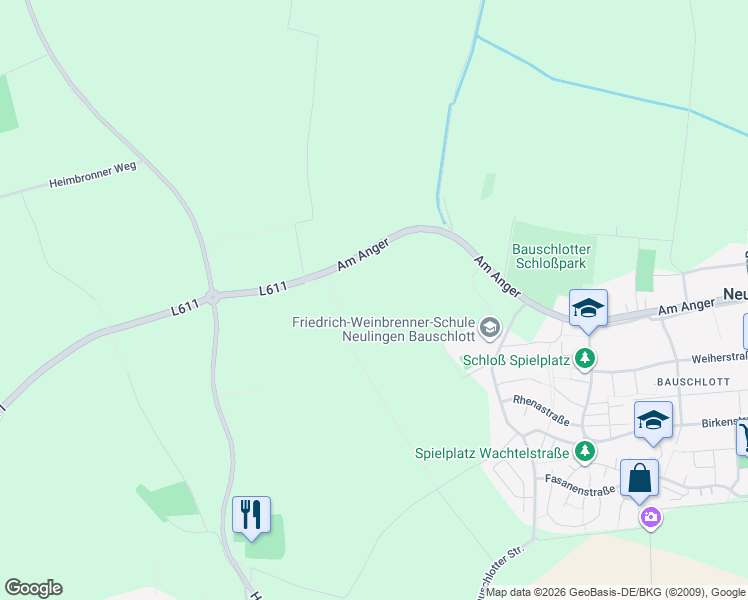 map of restaurants, bars, coffee shops, grocery stores, and more near in Neulingen