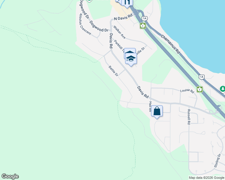 map of restaurants, bars, coffee shops, grocery stores, and more near 439 Thetis Drive in Ladysmith