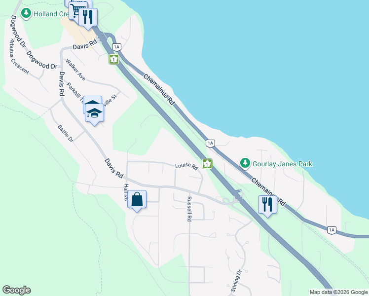 map of restaurants, bars, coffee shops, grocery stores, and more near 509 Island Highway in Ladysmith