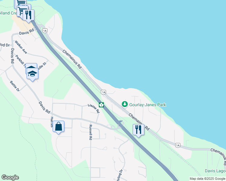 map of restaurants, bars, coffee shops, grocery stores, and more near 395 Woodley Road in Ladysmith