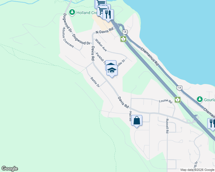 map of restaurants, bars, coffee shops, grocery stores, and more near 446 Davis Road in Ladysmith