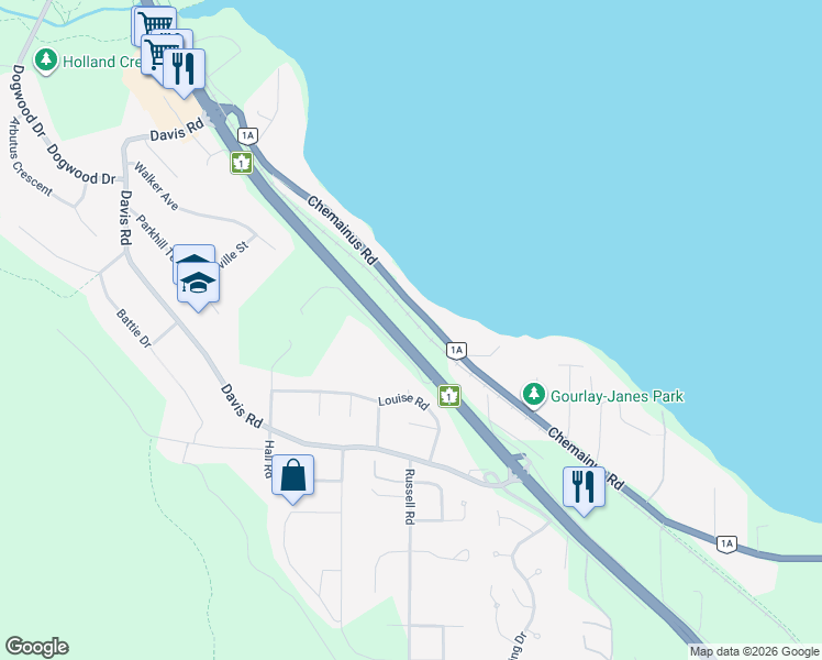 map of restaurants, bars, coffee shops, grocery stores, and more near 509 Island Highway in Ladysmith