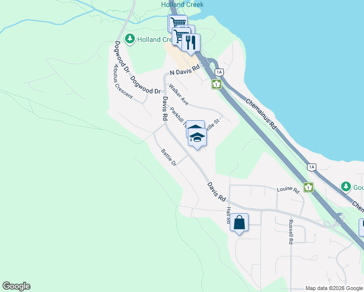 map of restaurants, bars, coffee shops, grocery stores, and more near 434 Parkhill Terrace in Ladysmith