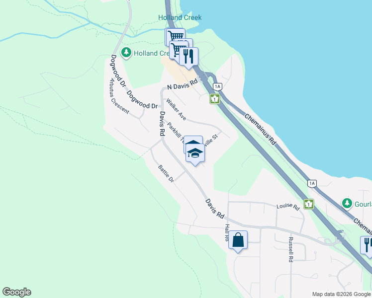 map of restaurants, bars, coffee shops, grocery stores, and more near 434 Parkhill Terrace in Ladysmith