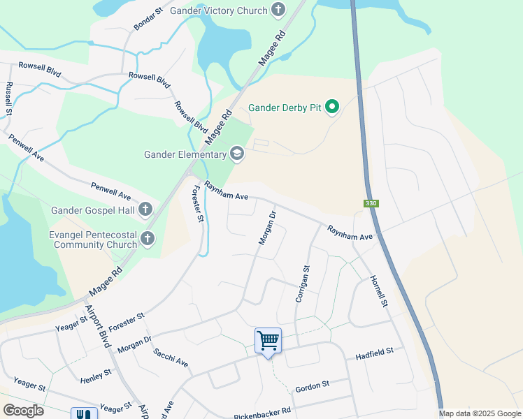 map of restaurants, bars, coffee shops, grocery stores, and more near 20 Lee Street in Gander