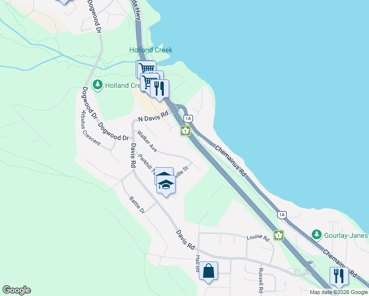 map of restaurants, bars, coffee shops, grocery stores, and more near 427 A Walker Avenue in Ladysmith