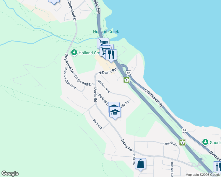 map of restaurants, bars, coffee shops, grocery stores, and more near 416 Walker Avenue in Ladysmith