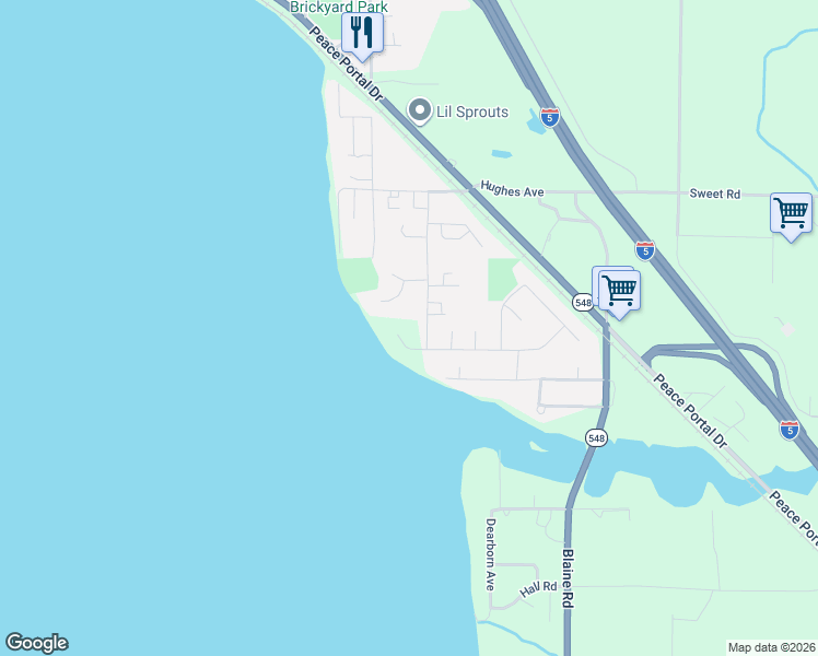 map of restaurants, bars, coffee shops, grocery stores, and more near 2520 Steubli Avenue in Blaine