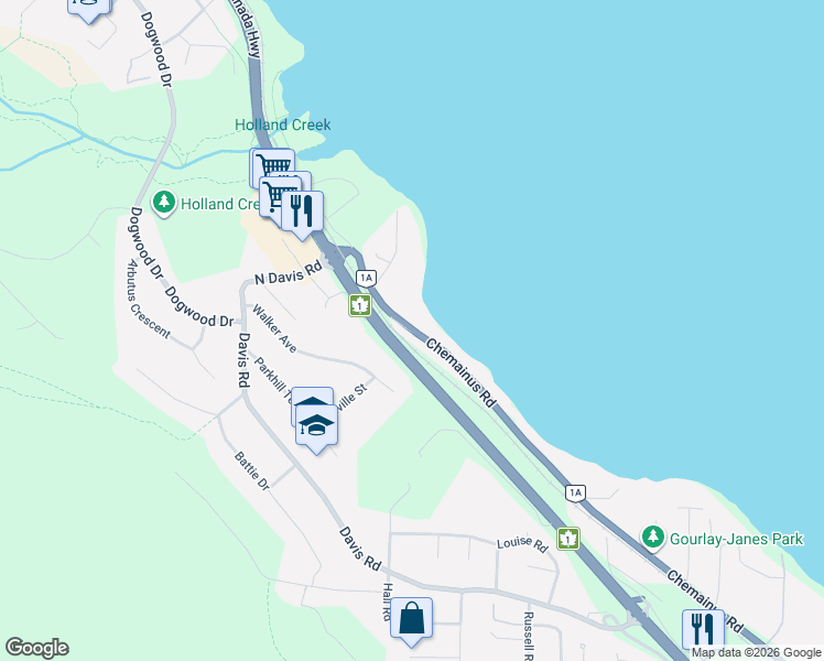 map of restaurants, bars, coffee shops, grocery stores, and more near 320 Chemainus Road in Ladysmith
