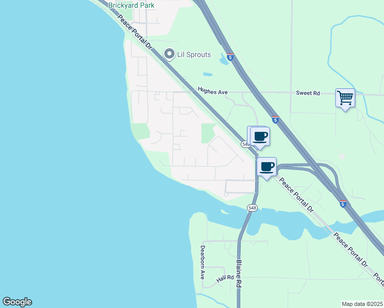 map of restaurants, bars, coffee shops, grocery stores, and more near 2424 Dodd Avenue in Blaine
