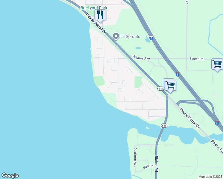 map of restaurants, bars, coffee shops, grocery stores, and more near 2286 Seaside Drive in Blaine