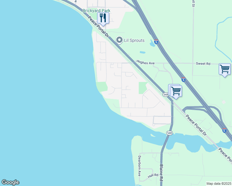map of restaurants, bars, coffee shops, grocery stores, and more near 2286 Seaside Drive in Blaine