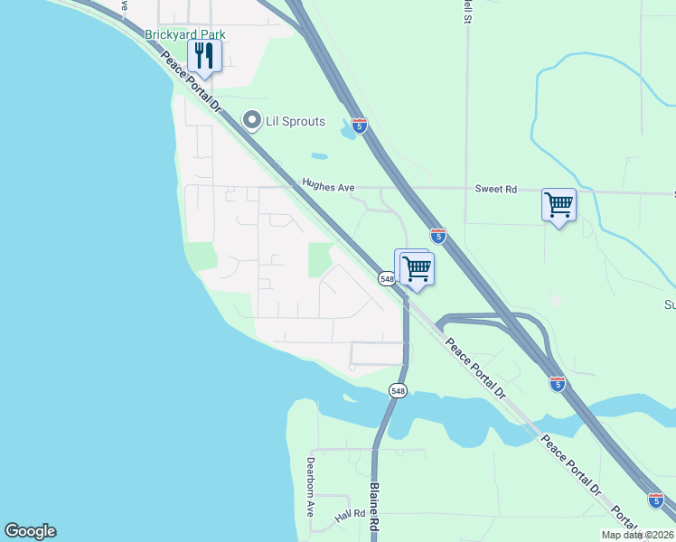map of restaurants, bars, coffee shops, grocery stores, and more near 2441 Evans Drive in Blaine