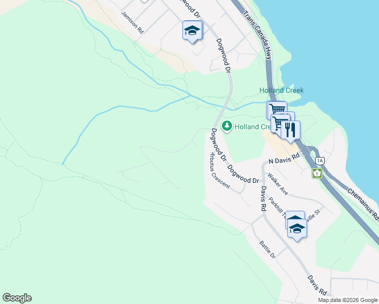 map of restaurants, bars, coffee shops, grocery stores, and more near 128 Rollie Rose Drive in Ladysmith