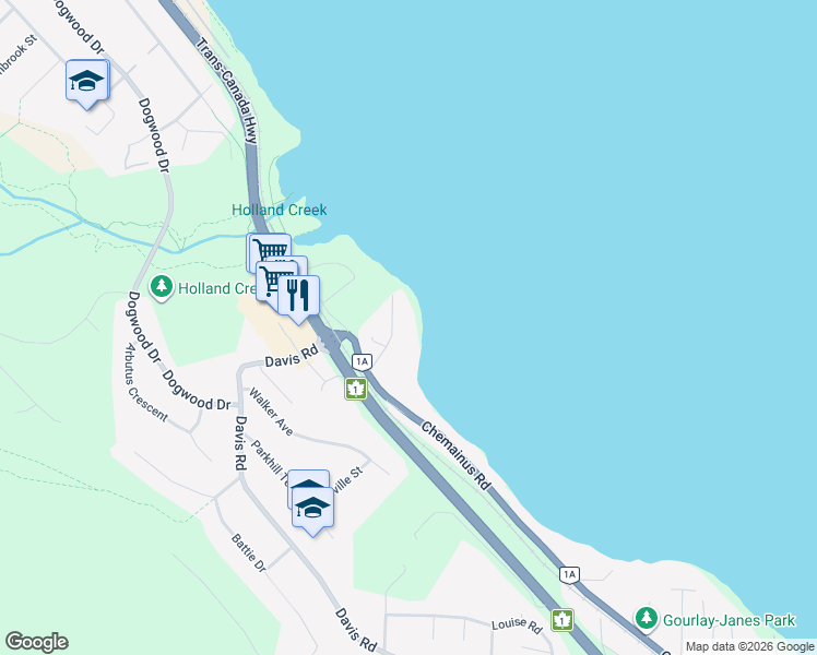 map of restaurants, bars, coffee shops, grocery stores, and more near 297 Gill Road in Ladysmith