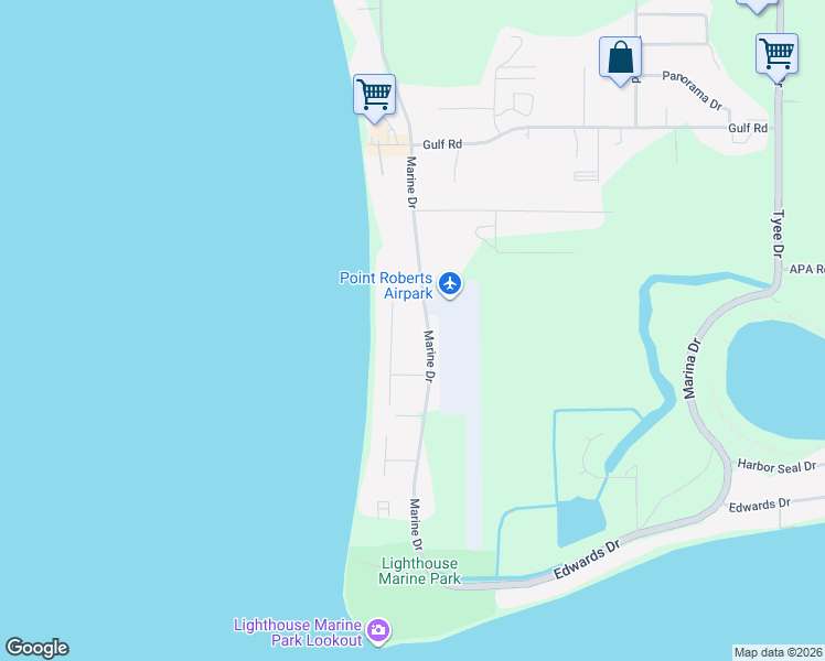 map of restaurants, bars, coffee shops, grocery stores, and more near 653 Marine Drive in Point Roberts