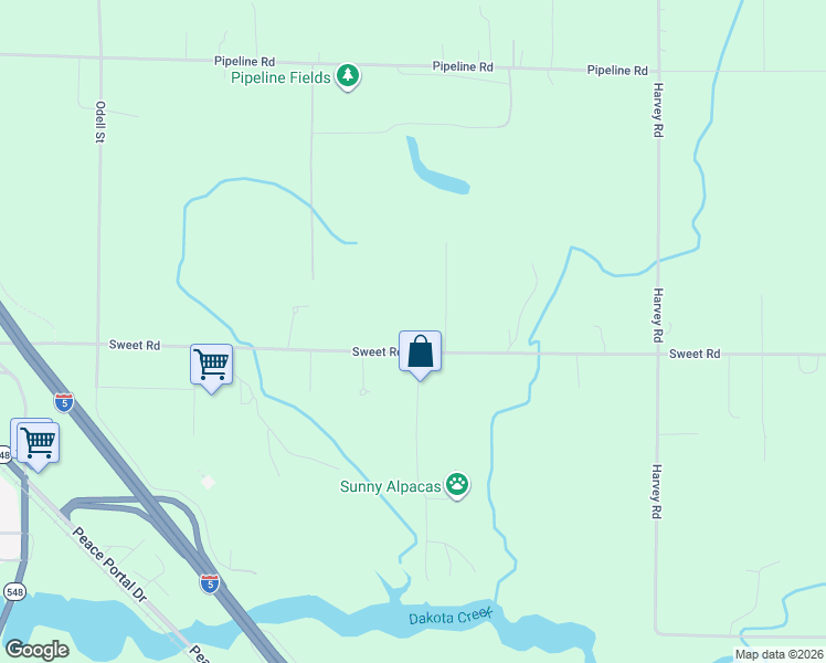 map of restaurants, bars, coffee shops, grocery stores, and more near 4284 Sweet Road in Blaine