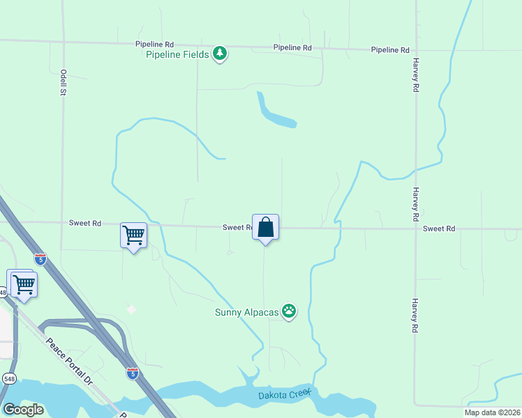 map of restaurants, bars, coffee shops, grocery stores, and more near 4284 Sweet Road in Blaine