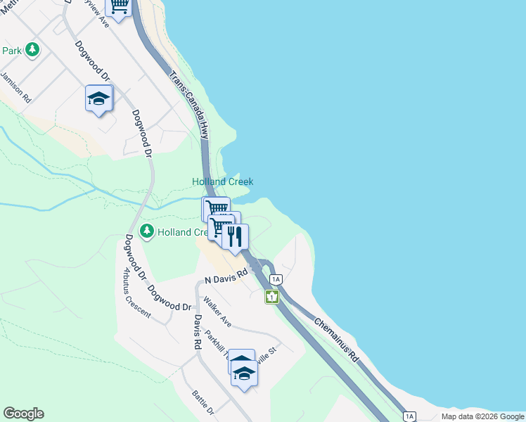 map of restaurants, bars, coffee shops, grocery stores, and more near 312 Roland Road in Ladysmith