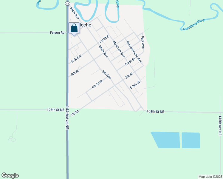 map of restaurants, bars, coffee shops, grocery stores, and more near 725 7th Street in Neche