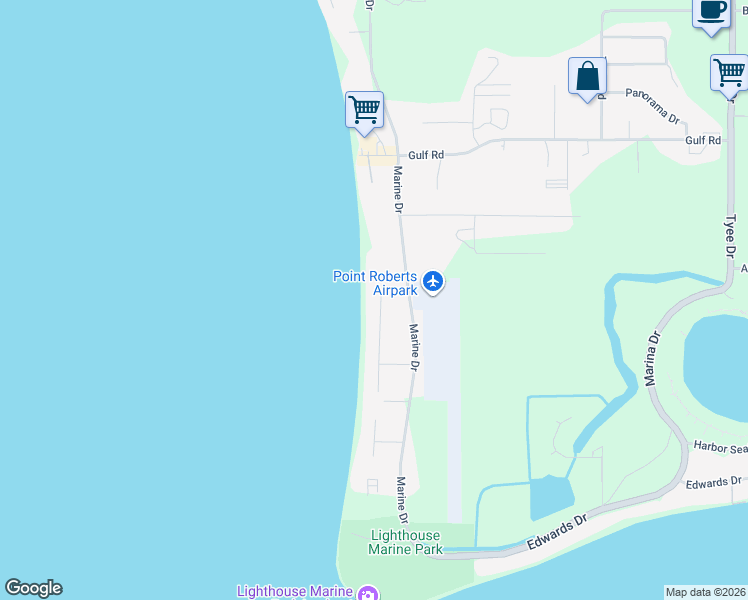 map of restaurants, bars, coffee shops, grocery stores, and more near 653 Marine Drive in Point Roberts