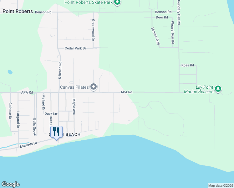 map of restaurants, bars, coffee shops, grocery stores, and more near 2048 APA Road in Point Roberts