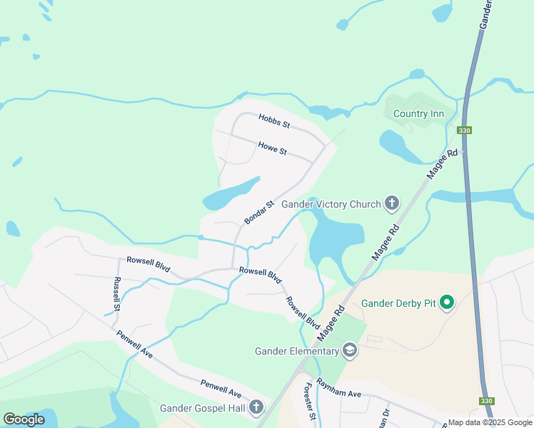 map of restaurants, bars, coffee shops, grocery stores, and more near 24 Bondar Street in Gander