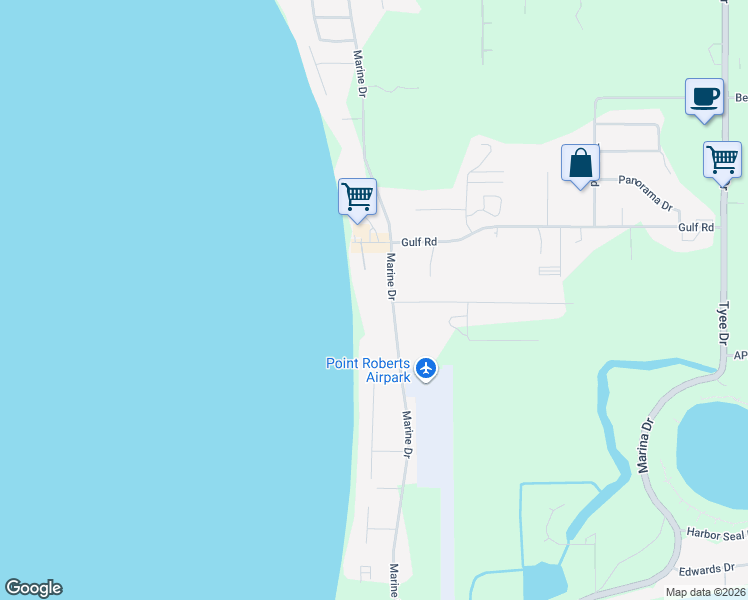 map of restaurants, bars, coffee shops, grocery stores, and more near 561 Marine Drive in Point Roberts