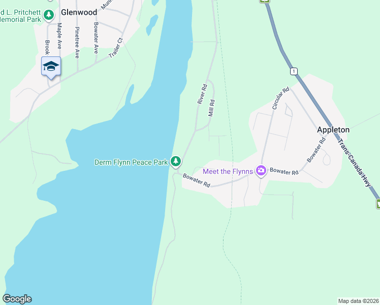 map of restaurants, bars, coffee shops, grocery stores, and more near 113 River Road in Glenwood