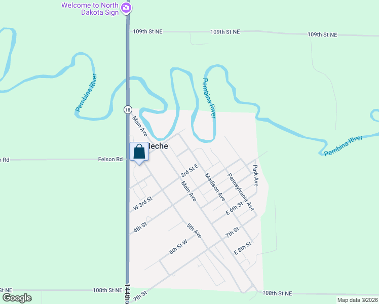 map of restaurants, bars, coffee shops, grocery stores, and more near 299 2nd Street East in Neche