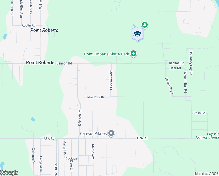 map of restaurants, bars, coffee shops, grocery stores, and more near 469 Greenwood Drive in Point Roberts