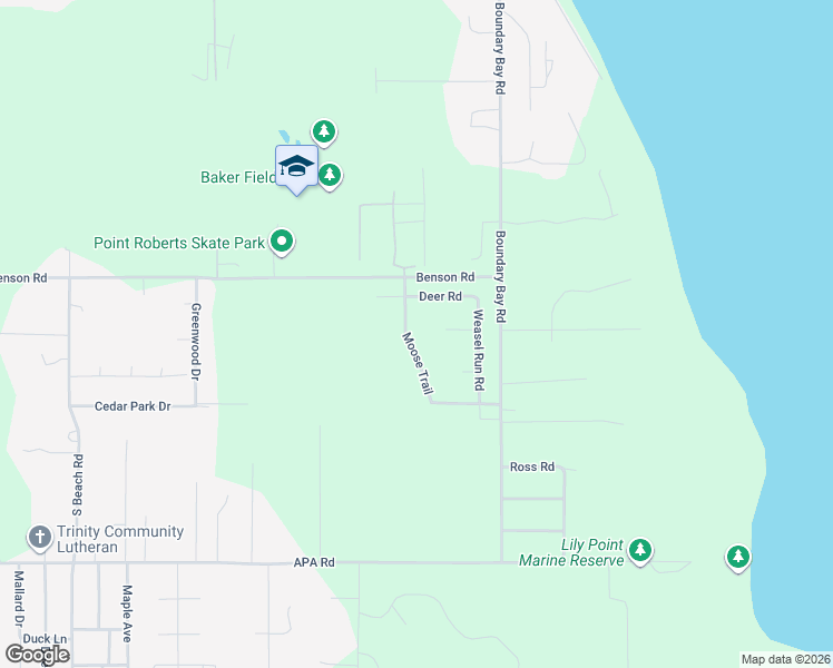 map of restaurants, bars, coffee shops, grocery stores, and more near 444 Moose Trail in Point Roberts