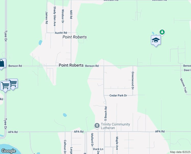 map of restaurants, bars, coffee shops, grocery stores, and more near 1878 Anderson Road in Point Roberts