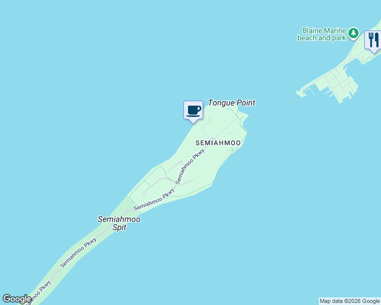 map of restaurants, bars, coffee shops, grocery stores, and more near 9525 Semiahmoo Parkway in Blaine