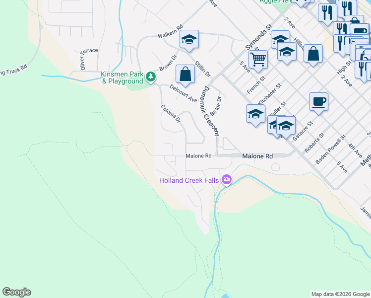 map of restaurants, bars, coffee shops, grocery stores, and more near 810 Colonia Drive in Ladysmith