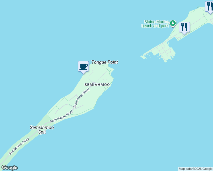map of restaurants, bars, coffee shops, grocery stores, and more near 9540 Semiahmoo Parkway in Blaine