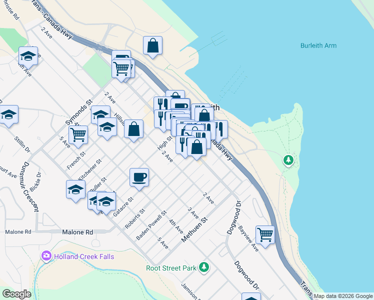map of restaurants, bars, coffee shops, grocery stores, and more near 430 1st Avenue in Ladysmith