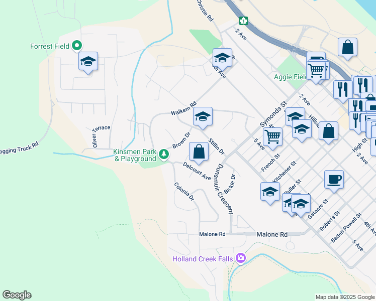 map of restaurants, bars, coffee shops, grocery stores, and more near 638 Wallace Place in Ladysmith