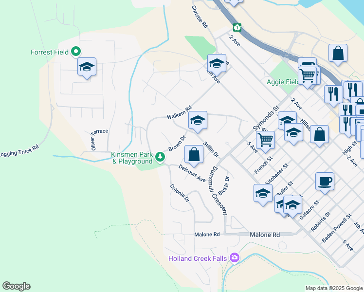 map of restaurants, bars, coffee shops, grocery stores, and more near 638 Wallace Place in Ladysmith