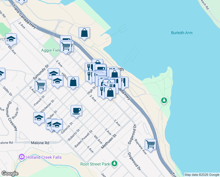 map of restaurants, bars, coffee shops, grocery stores, and more near 17 Gatacre Street in Ladysmith