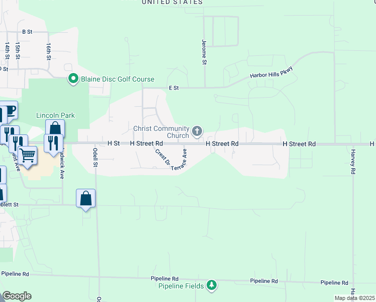 map of restaurants, bars, coffee shops, grocery stores, and more near 9690 Terrace Avenue in Blaine